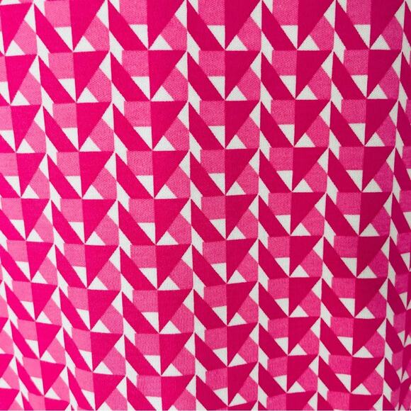 NY & Co pink white geometric stretchy pocket midi summer sundress large - Picture 6 of 8